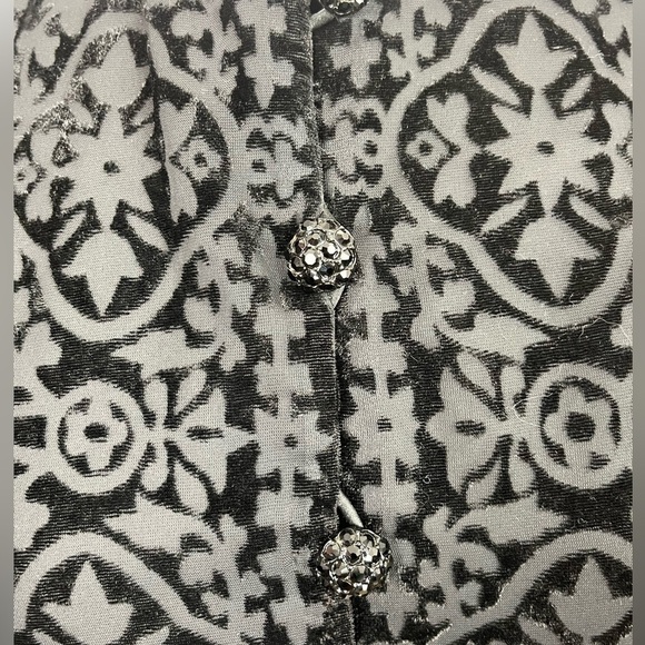 VTG 80’s Rickie Freeman For T.J. Nites Flocked Black Velvet Kimono Jacket Size 8 - Picture 9 of 12